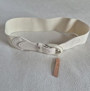 CHAPS White Woven Elastic Waist Belt,  size L